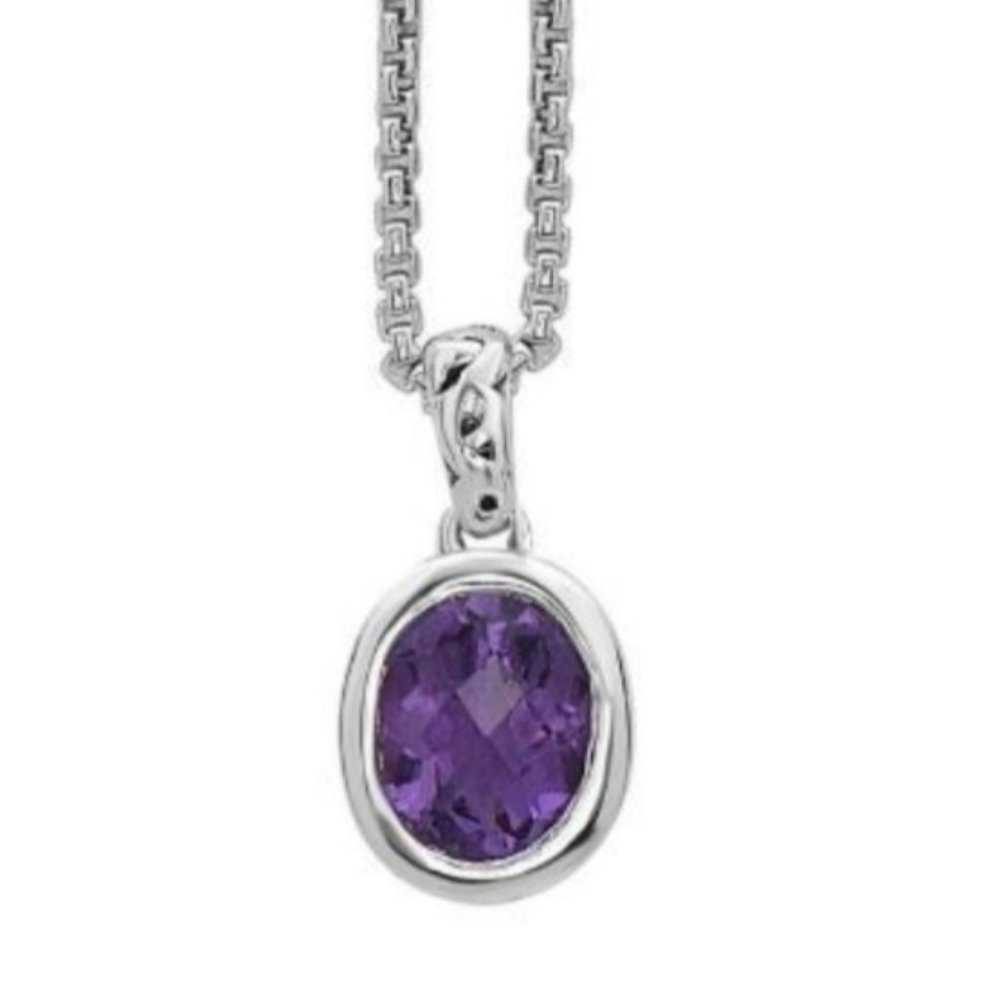 CHARLES KRYPELL STERLING SILVER OVAL AMETHYST PENDANT